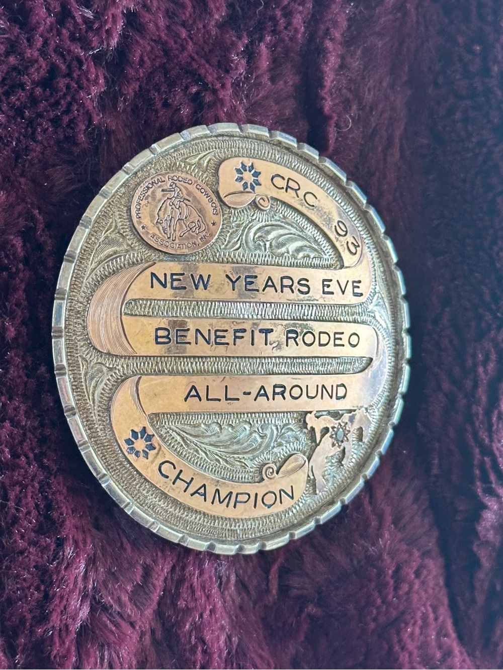 PRCA CRC 93’ Champion All-Around Rodeo Belt Buckle - Sterling Silver & Gold Fill - Picture 4 of 9